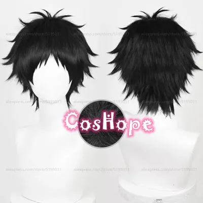 Akaashi Keiji Cosplay Wig 30cm Short Frizzy Black Wig Cosplay Anime Cosplay Wigs Heat Resistant