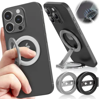 Magnetic Phone Ring Holder Suitable for MagSafe Double-Sided 360 Degree Rotatable Foldable Phone