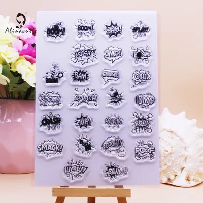 Alinacutle CLEAR STAMPS Crash Boom Wow DIY Scrapbooking Card Album Paper Craft Rubber Transparent