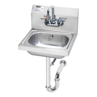 Krowne HS-4 15 1/4" x 17 1/4" Wall-Mounted Hand Sink with Overflow, P-Trap, and Silver Series Faucet