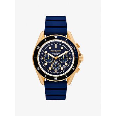 Michael Kors Oversized Maritime Gold-Tone and Silicone Watch Blue One Size