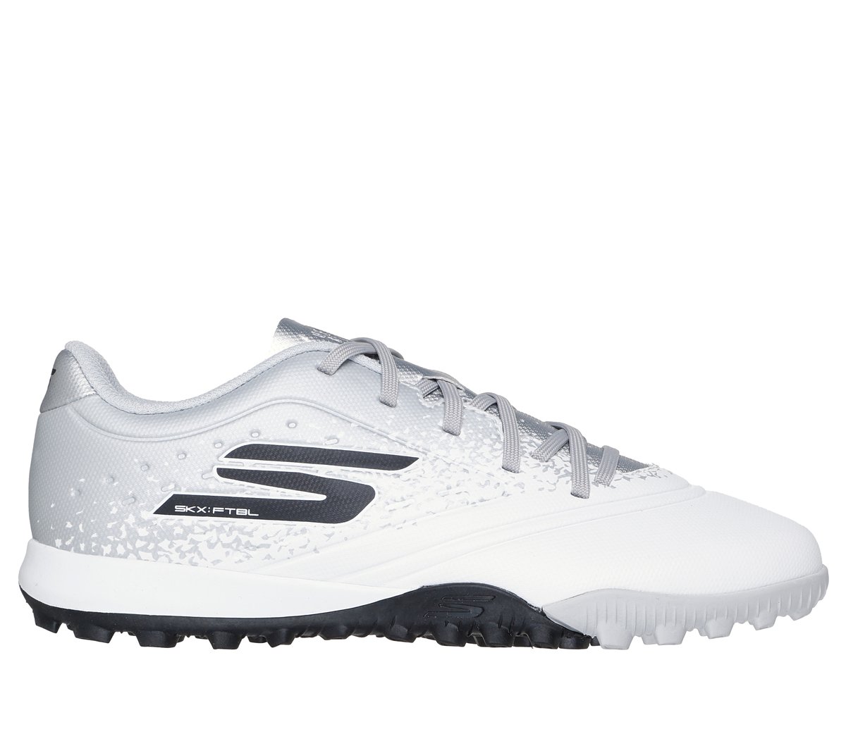 Skechers Boy's Razor 1.5 Jr Youth TF Soccer Shoes | White/Silver | Synthetic/Textile
