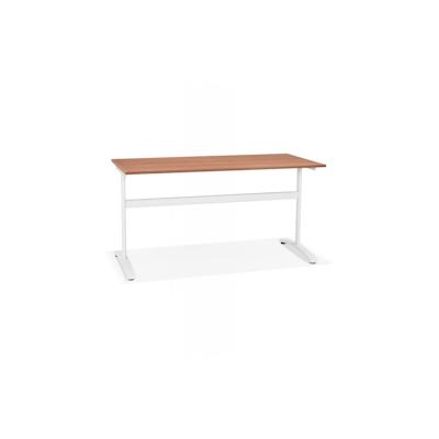 Schreibtisch aus Holz mit Metallgestell | Bürotisch mit Walnussoptik Tischplatte | Arbeitstisch mit Höhenverstellbaren Gleitern | Kadima Design Image