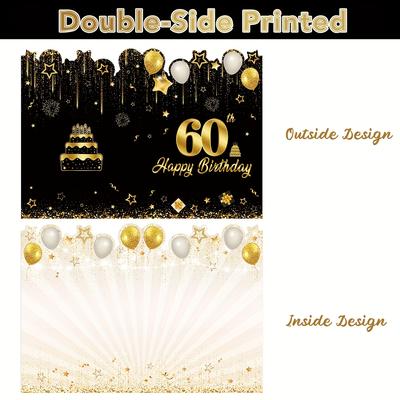 TEMU Elegant Black & Golden 50th Birthday Half-fold Greeting Card - Party Decorations & Gifts Image