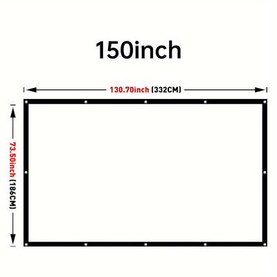 TEMU 150-inch Portable 4k Ultra Hd Projection Screen - , 16:9 Ratio, Polyester Material, Ideal For Indoor & Outdoor Use, Home Theater Screen| Definition Screen| Fabric Screen, Home Theater Decor