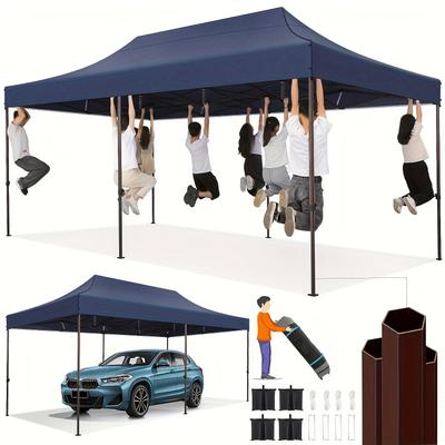 TEMU Tooluck 10x20ft Outdoor Pop Up Heavy Duty, Commercial Tents For Event Wedding, All Uv 50+&waterproof Gazebo With Roller Bag, Thickened Legs