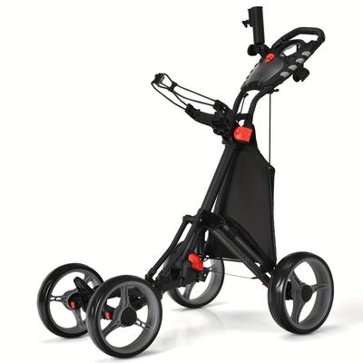 TEMU Portable Folding 4 Wheels Golf Push Cart, With Bag Scoreboard Adjustable Handle