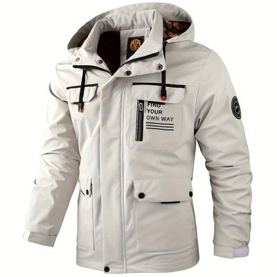 TEMU Men' Jacket Men' Autumn Thin Casual Multi-pocket Outdoor Jacket Jacket Men's Removable Hood Outdoor Jacket Male