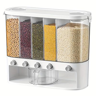 TEMU Lekesky Dry Food Dispenser, Wall Mounted 5 Bead Dispenser, Rice Dispenser 25 Kitchen Storage With Measuring Cup, Suitable For Rice, Beans, Laundry Beads