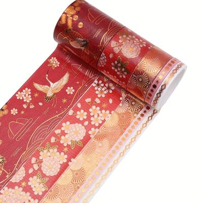 TEMU 5pcs Vintage Floral & Animal Washi Tape Set, Designs, Matte Decorative Stickers For Crafting And Gift Wrapping