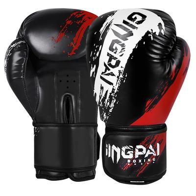 TEMU Gingpai Breathable Boxing Gloves For Adults & Beginners - Closure, Pu Material, Ideal For Muay Thai, Training & Sandbag Workouts