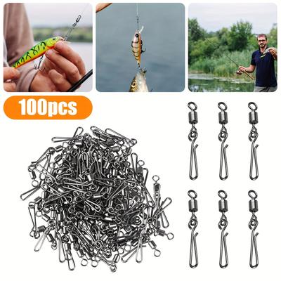 TEMU 100pcs Fishing Swivels, Ball Bearing Fishing Clamps, With Fast Stainless Steel Connector Tackle