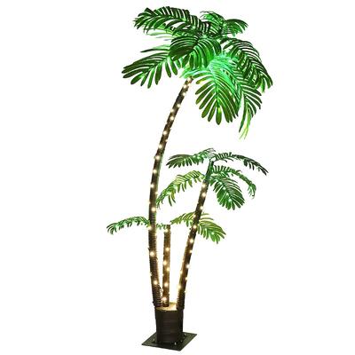 TEMU Lighted Palm Outdoor Christmas Decorations Decor, Light Up Led Artificial Fake Trees Lights For Outside Patio Yard Pool Porch Deck Party Tropical