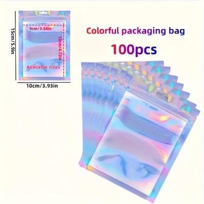 TEMU 100pcs/pack, Multiple Specifications, Thickened 16 Thread Color Changing Laser Packaging Bag, Reusable Sealed Bag, Very Suitable For Jewelry Accessories Display And Packaging Products