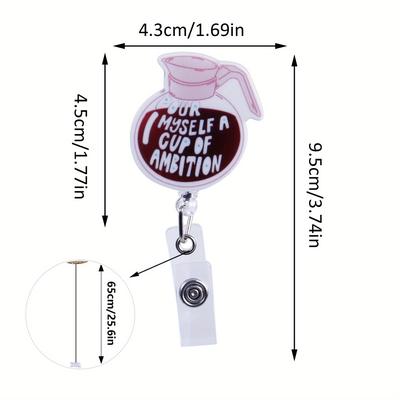 TEMU 1pc Acrylic Nurse Badge Holder Reel With Retractable Clip, Abs Planar Coffee Card Holder For Hospital Staff