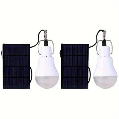 TEMU 2pcs Solar Light Bulb Outdoor 130lm Portable Solar Powered Led Bulb Light For Chicken Coops Shed Hiking Fishing Camping Tent Lighting