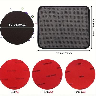 TEMU 6+1 Pack Nylon Sanding Pads With Bowling Towels, Aluminum Oxide Grit, Polyvinyl Chloride Material, Bowling Ball Cleaning Pads For 500/1000/2000 Grit