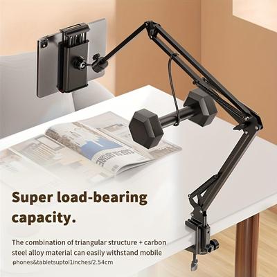 TEMU Carbon Steel Tablet Holder For Bed, 90cm Metal Arm, 360Â° Rotating, For Ipad, 4.5~11 Inch Phone Tablet