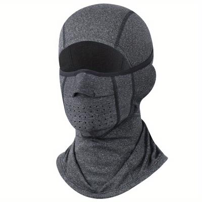 TEMU Adult Winter Warm Fleece-lined Breathable Balaclava - Polyester Woven Ski Face Cover With Gaiter, Headgear For Sports And Snowboarding