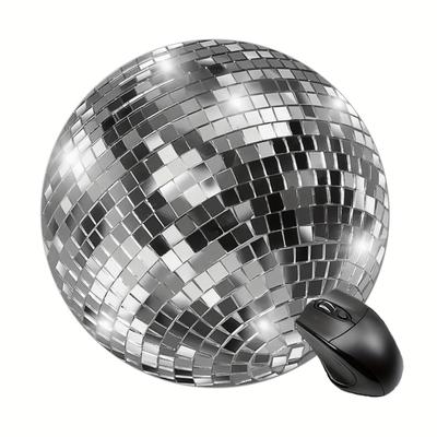 TEMU Silvery Disco Ball Round Mouse Pad Thickened 7.8*7.8 Inch 3mm Thickness Computer Anti-slip Rubber Mouse Pad Office Desk Accessories Colleague Gift Office Gifts