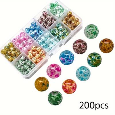 TEMU 200pcs 8mm Glass Beads In 10-compartment Box - , Bracelets & Necklaces - Ideal Christmas & Thanksgiving Craft Gift