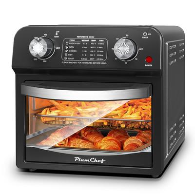 TEMU Plumchef 12.5 Quart 4 Slices Air Fryer Convection Toaster Oven, 1500w, 5 Menus, 7 In 1 Multifunction With Roast, Bake, Grill, , , Dehydrate, , Stainless Steel, Black