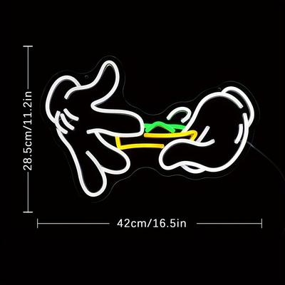 TEMU 1pc, Hand Holding Neon Sign, Led Light Design, Plastic Wall Decor, Usb Powered, Button Control, For Man Cave, Bar, Room Decoration