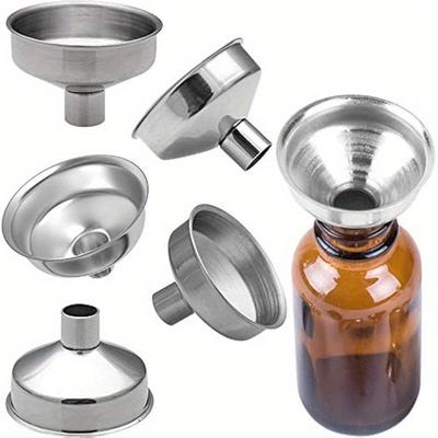 TEMU Stainless Steel Mini Funnels Set Of 6/12, Small Metal Funnels For Quick & Leak-free Transfer, Suitable For Essential Oils, Amber Bottles, Beverages, Perfume Liquids & Spices, Food Contact Safe