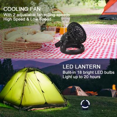 TEMU 2-in-1 Portable Camping Light & Fan - Ideal For Hiking, Home Use, And Power