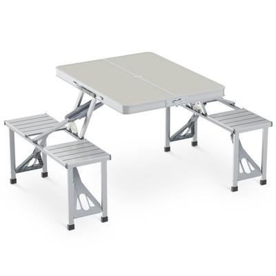 TEMU Monibloom Folding Aluminum Camping Table, Portable Outdoor Table With 4 Seats, Adjustable Height And Easy To Set Up, Ideal For Picnics And Camping Trips