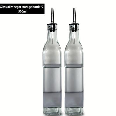 TEMU Olive Oil Bottle, 2pcs Set Glass Dispenser Bottle 500ml*2