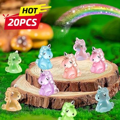 TEMU 20pcs Garden Unicorn Figurines, Resin Fairy Tale Miniatures For Diy Moss Landscape, Dollhouse Decor, Party Favors, No Electricity Needed, Fairy Garden Accessories