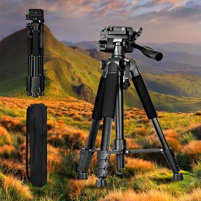 TEMU Mini Travel Tabletop Camera Tripod 59inches/150cm Centimeters, Portable Aluminum With Swivel Pan Head For Dslr Camera, Smartphones, Dv Video F660t