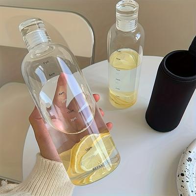 TEMU 1pc Time- 500ml/700ml Clear Leakproof Bottle, 16.91oz/23.67oz Pc Material, Shatterproof, Bpa-free With Flip