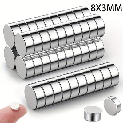 TEMU 80pcs 8x3mm Neodymium Magnets - N35 - Round Magnets For Whiteboards, Refrigerator, Office, And Map Use - Metal Construction