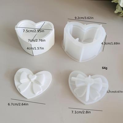 TEMU Silicone Bowknot Gift Box Mold Kit - & Candle Holder With Lid, Round Storage Jar, Polygonal Container Crafting Tool For Valentine's Day