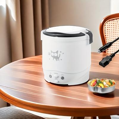 TEMU Car Mini Rice Cooker, 12v Portable Rice Cooker, Rice Cooker With Cooking And Function, Operation, Use Car Charging Cable, Suitable For Car Traveling And Camping, White