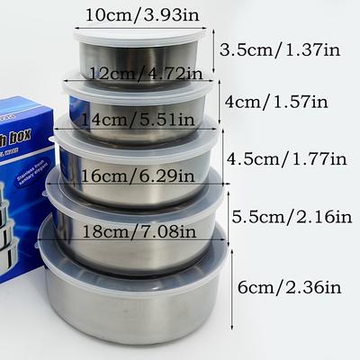 TEMU 5pcs Stainless Steel Food Storage Container Set With Lids - Leak-proof, Stackable, Reusable, Suitable For Camping, Picnics, Schools And Offices