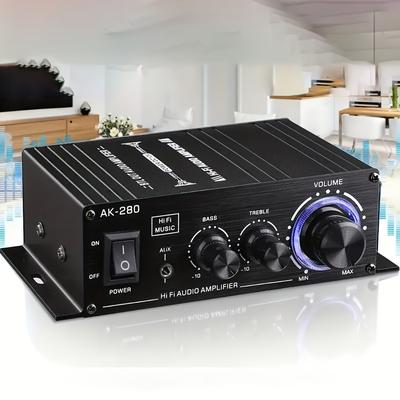 TEMU Ak280 Mini Hifi Stereo Amplifier - Compact 2.0 Channel, Ab Class, Low & High Bass Control, Rca/aux For Home, Pc, Car, Tv, Speakers - Battery Not Included