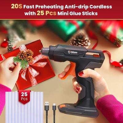 TEMU Usb Rechargeable Cordless Hot Glue | Operated With Charger Kit, Includes 25 Mini Glue Sticks | Crafts, Diy, Art, And Home Repairs