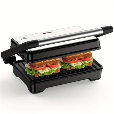 TEMU 1200w Press With Coated Aluminum Plates, 2- Capacity, 180Â° Opening For Use, For Grilling, Toasting, And Cooking, Easy To Clean And Home Kitchens