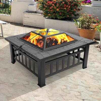 TEMU 32 Inch Outdoor Fire Pit Firepit Table Metal Outdoor Fireplaces For Outside Patio Camping Black