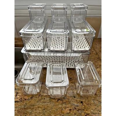 TEMU 10 Pack Fridge Organizer Bins With , Bpa-freestackable Clear Containers For Food, Drinks, Storage, For Kitchen Organization