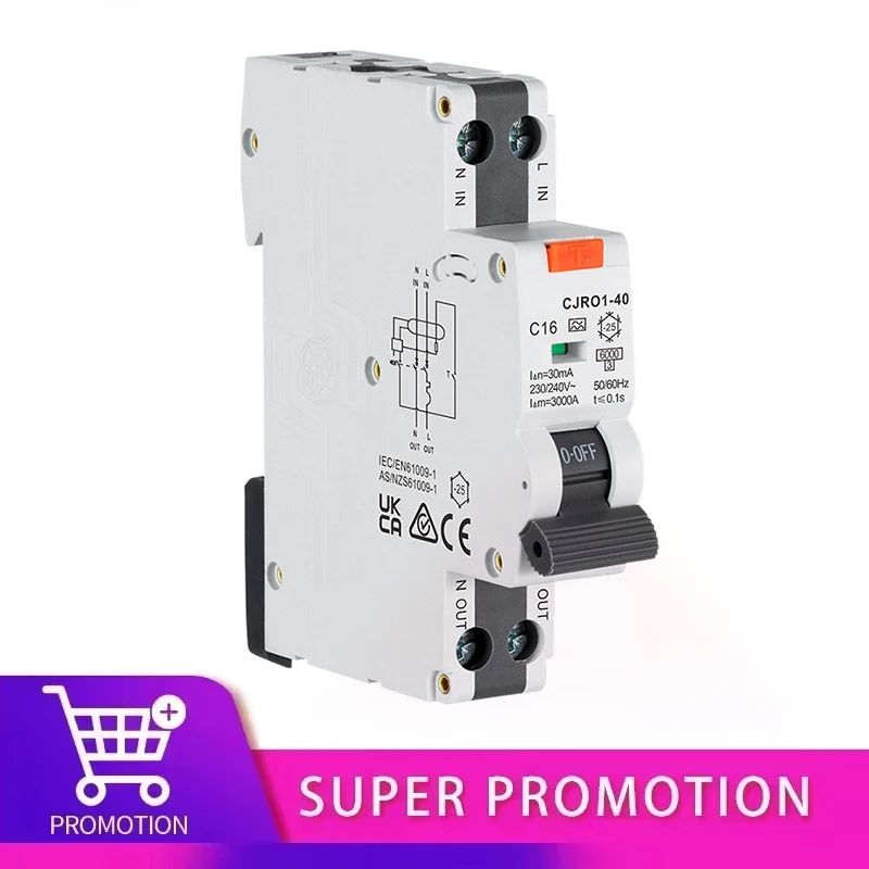 RCBO Typ A Fehlerstromschutzschalter 1P+N DPN mit Überstrom-Leckageschutz 30mA CJRO1-40 Image
