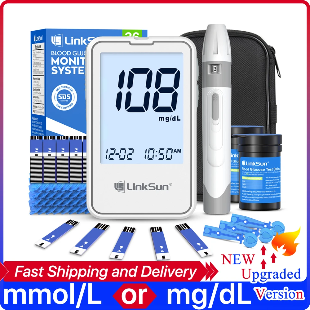 G-425-2 LinkSun Blutzuckermessgerät Glucometer Blutzuckerteststreifen Lanzetten 5s Erhalten Sie Ergebnisse Schnelles Testkit Diabetes-Maschine Image