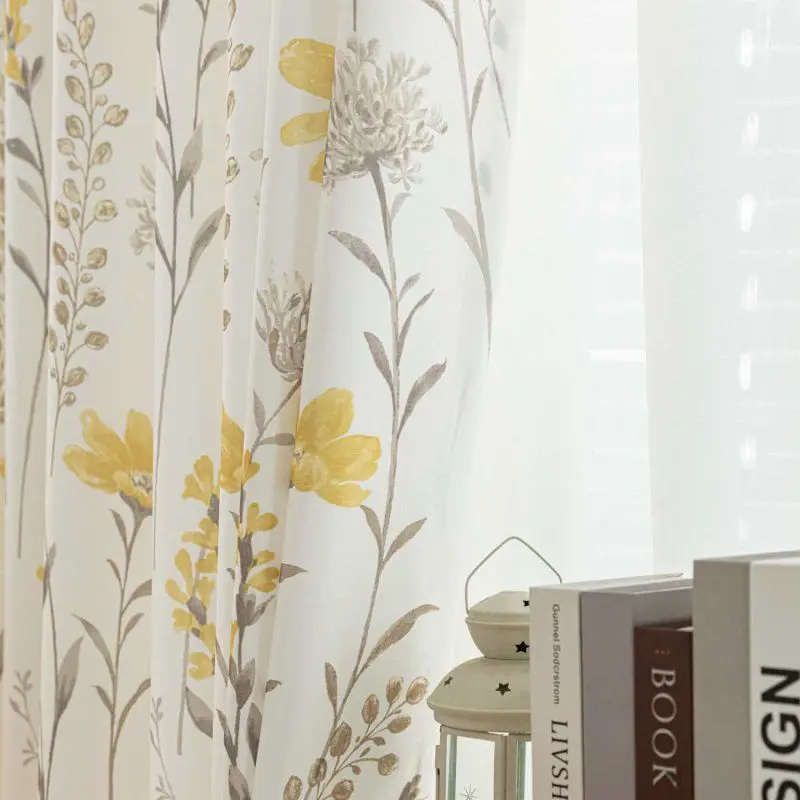 Land Vintage Druck Blume Pflanzen muster Schlafzimmer Tüll Vorhänge, pastorale Fenster Bildschirm Vorhänge für Wohnzimmer, Balkon Dekor Image
