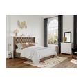 Letto con testata imbottita 160 x 200 cm Tessuto Beige + Materasso - MASSIMO II