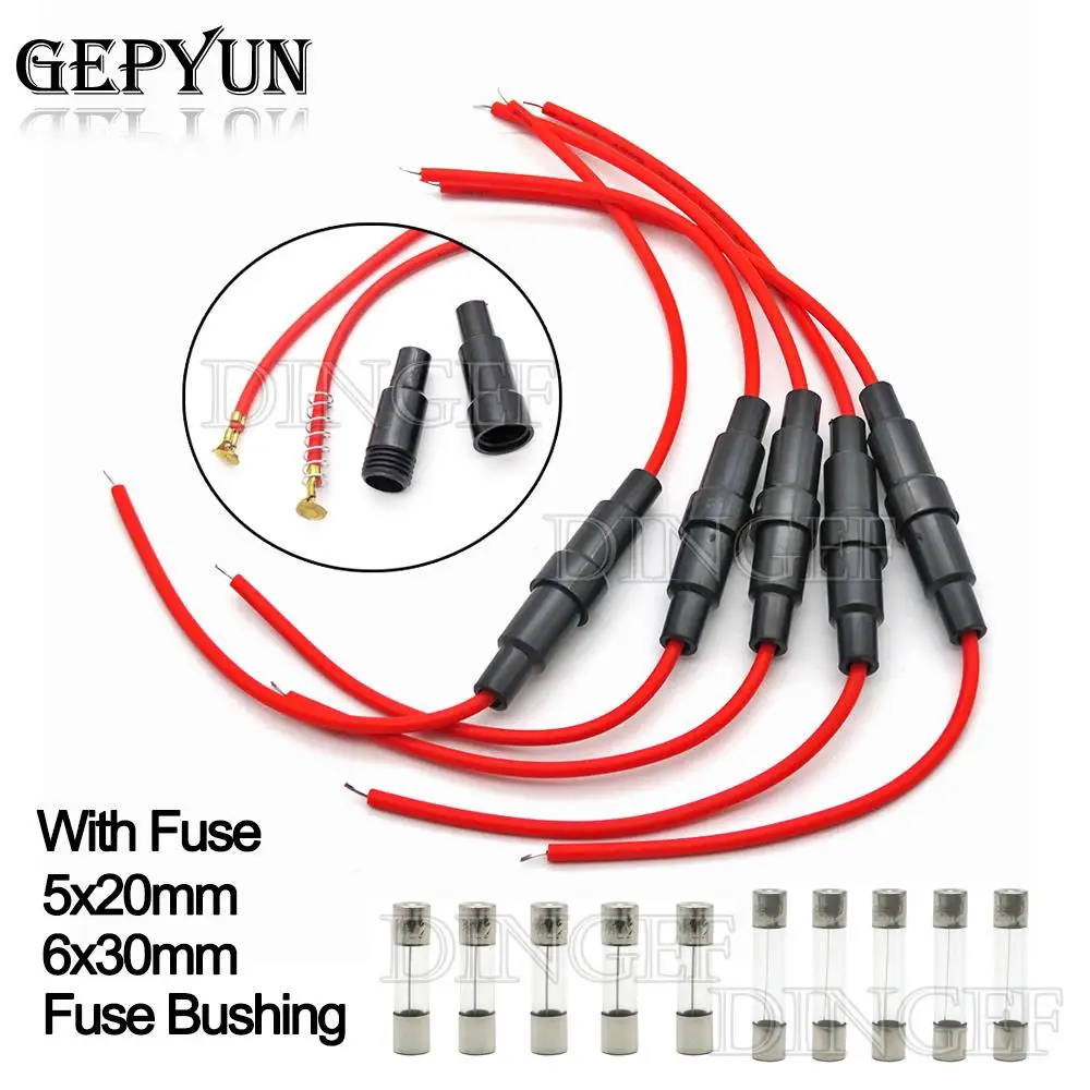 5 Satz 5*20mm 6*30mm Glass icherungs halters ch raube Typ 5x20mm mit 22awg Drahtseil 250v 5x20mm Glass icherungsrohr Sicherungs gehäuse 6x30mm