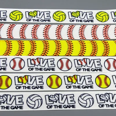 DUWES 50yards Love Volleyball Softball Printed Grosgrain Ribbon Accessories Headwear Decoration