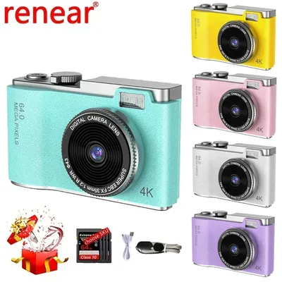 Digital Camera 4K HD Kid Camera 48MP Autofocus Vlogging Camera 2.4 inch Retro Fashion Portable Video